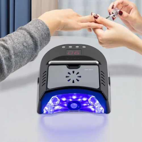 전문가용 충전식 네일 드라이어, 72W 24 비드 UV LED 젤 네일 램프, 선풍기 탈착식 바닥 3 타이머 스마트 센서 포함