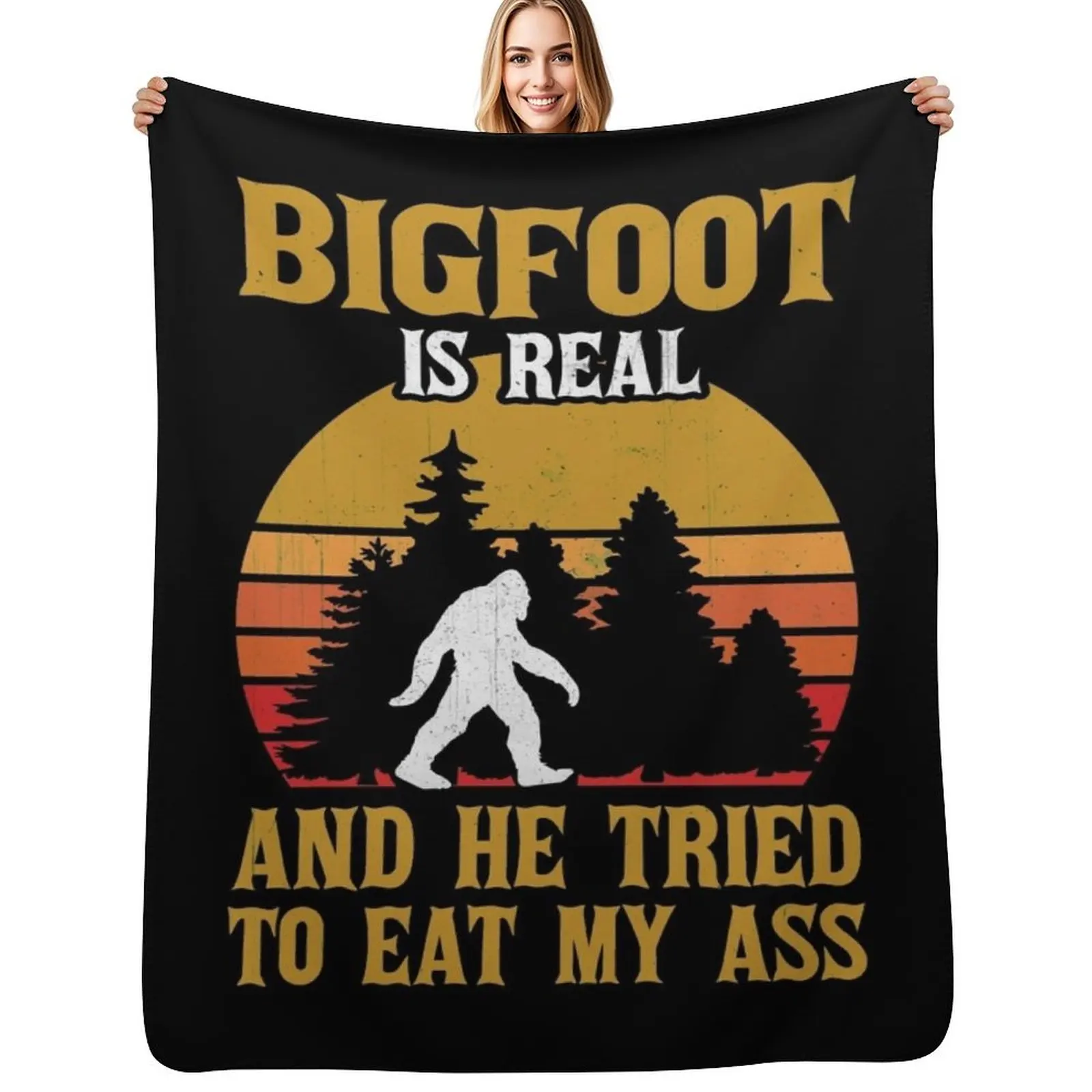 

Bigfoot Sasquatch Gift Throw Blanket Bed Soft Big Furry Beach Blankets