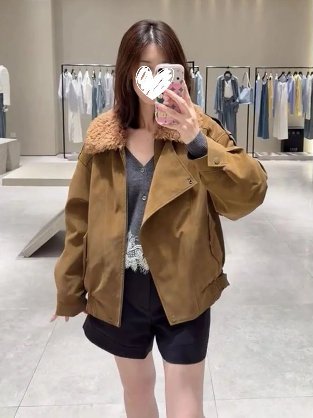 

Ретро-куртка женская утепленная с длинными рукавами, свободного кроя, с меховым воротником, осенне-зимняя, новый стиль, теплая и комфортная верхняя одежда