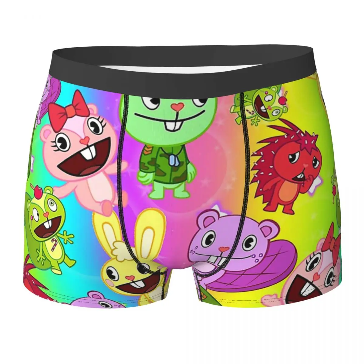 Homens Happy Tree Friends Design Boxer, Roupa Interior Macia, Cuecas, Shorts, Calcinhas, Presente de Namorado