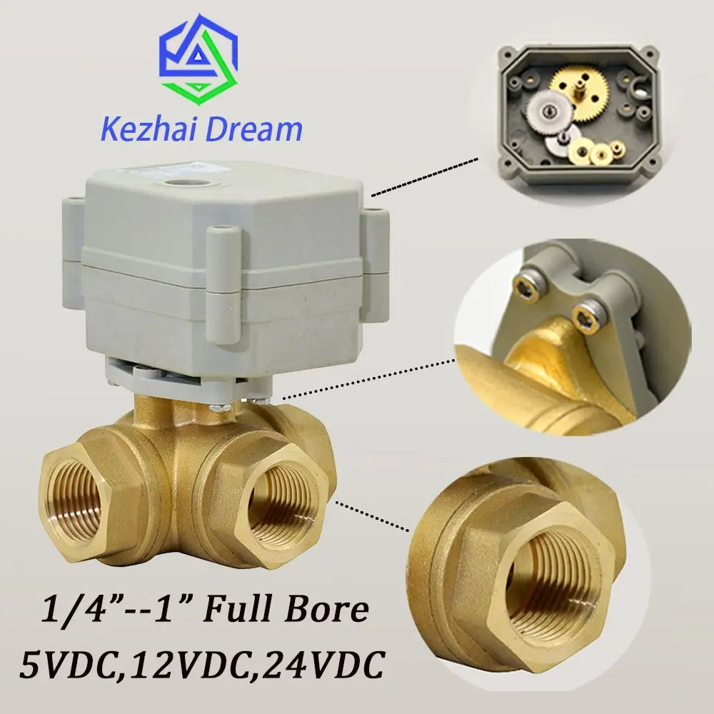 

1/4"-1" 3 Way DC5V/DC12V/DC24V Electric Ball Valve,DN8-DN25 Brass Motorized Ball Valve