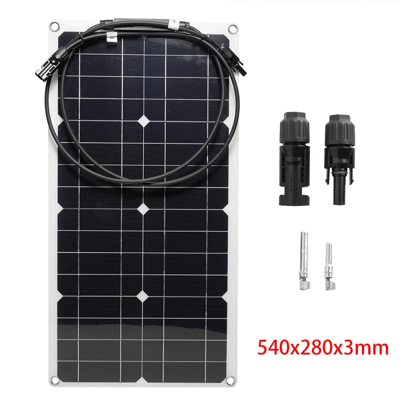 Imagem -02 - Painel Solar Flexível com Controlador Adequado para Celular Carro rv Camping Carregador de Placa Solar Célula 10a100a 300w 600w 18v