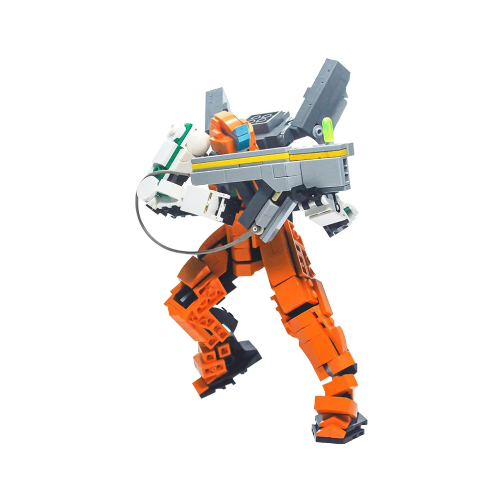 Gobricks MOC Orange Sentinels Mech Model Robot Building Blcoks High-tech Mech Warriors Exoskeletons Robot Bricks Toys Kids Gift