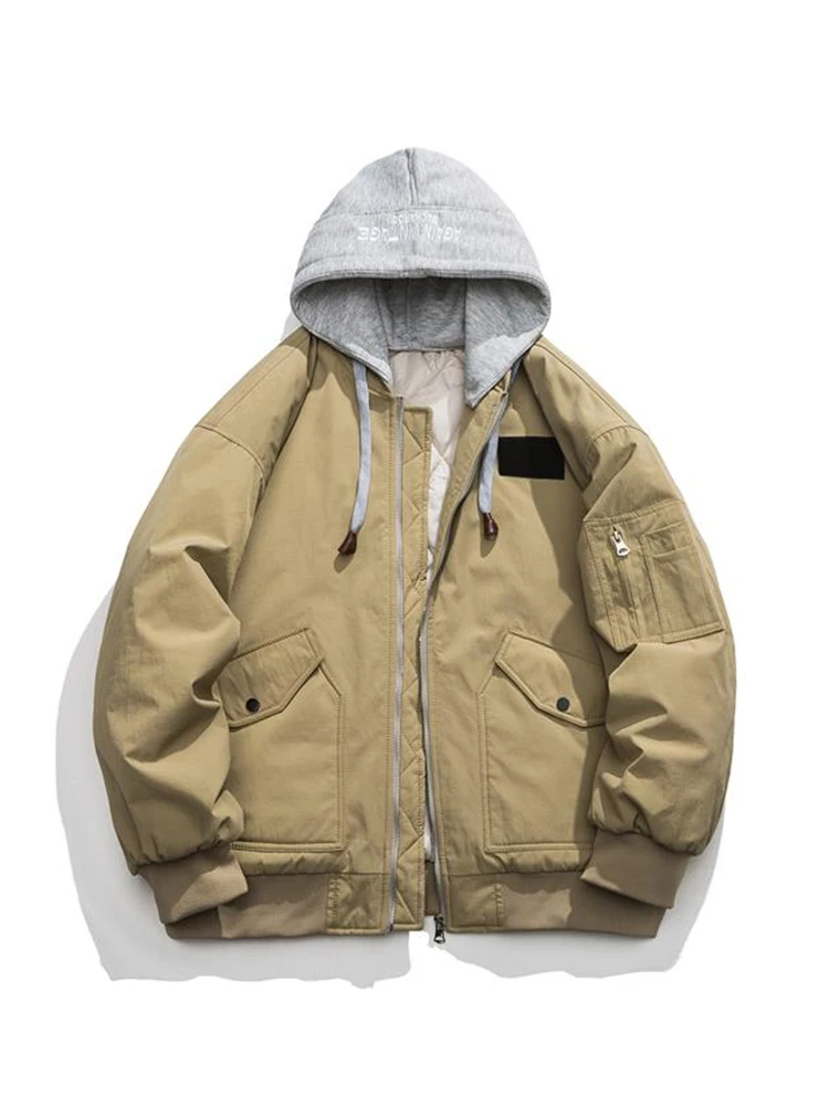 

Рабочая куртка из хлопка Thiened в стиле ретро, куртка-пилот для мужчин и женщин, парная, в американском стиле, однотонная, бейсбольная, теплая куртка