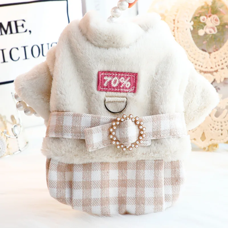 Luxury Fur Pet Clothes for Small Dogs Cats Autumn Winter dog Overcoat Jacket Elegant Chihuahua for Small Dogs