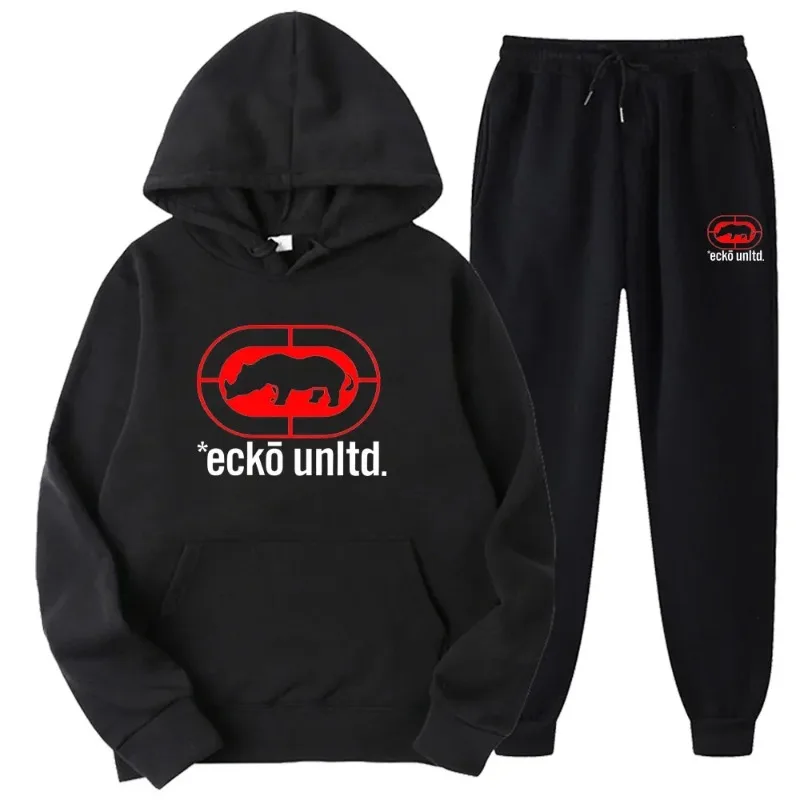 Ecko Unltd. Conjunto Deportivo de Dos Piezas con Sudadera con Capucha y Pantalones Deportivos con Logotipo de Rhino, Moda Urbana, Ropa Deportiva Informal