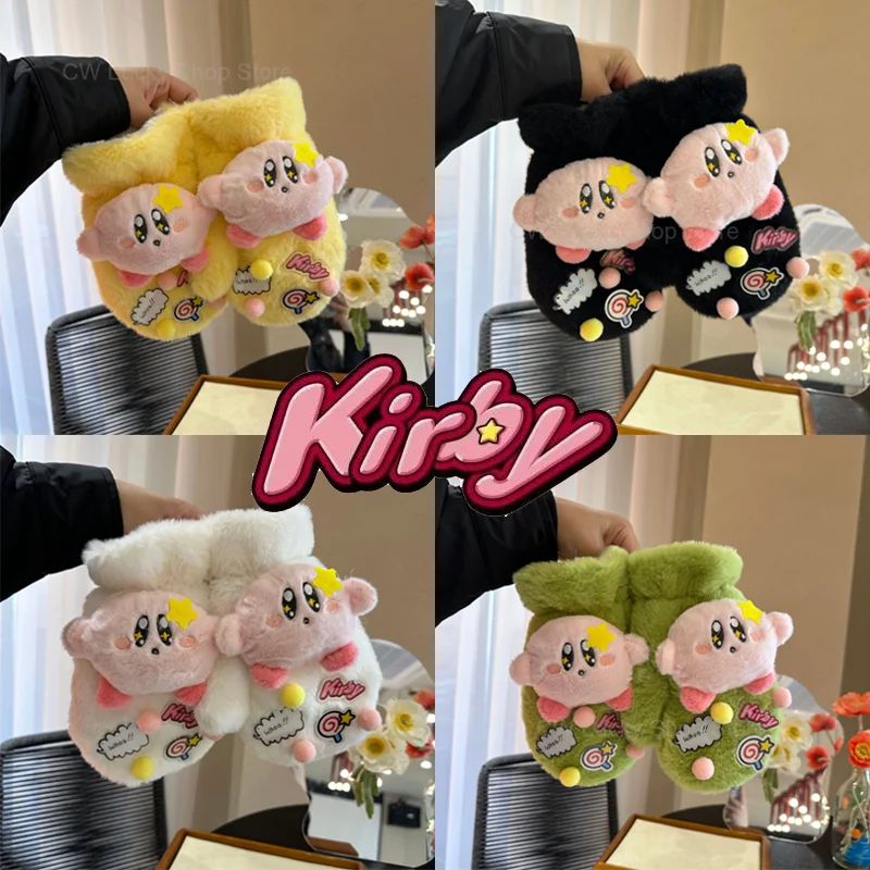 

Kirby Cute Anime Gloves Fashion Women Autumn Winter Warm Cotton Finger Mittens Cartoon Outdoor Soft Plush Glove Girls Gifts