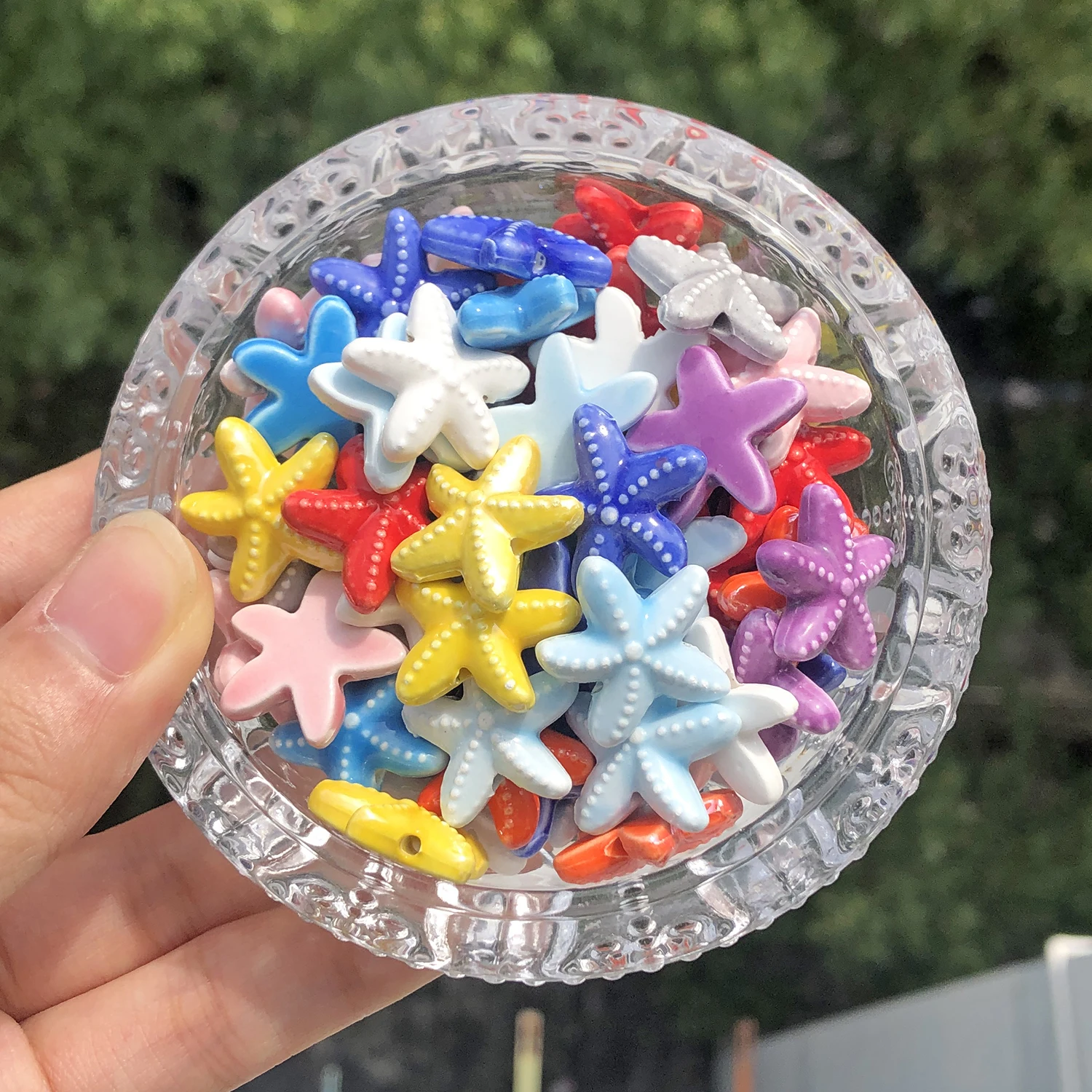 18mm 10Pcs Ceramic Beads Starfish Shape Multicolor Loose Beads  For DIY Jewelry Making Accessories Bracelet Necklace Supplies