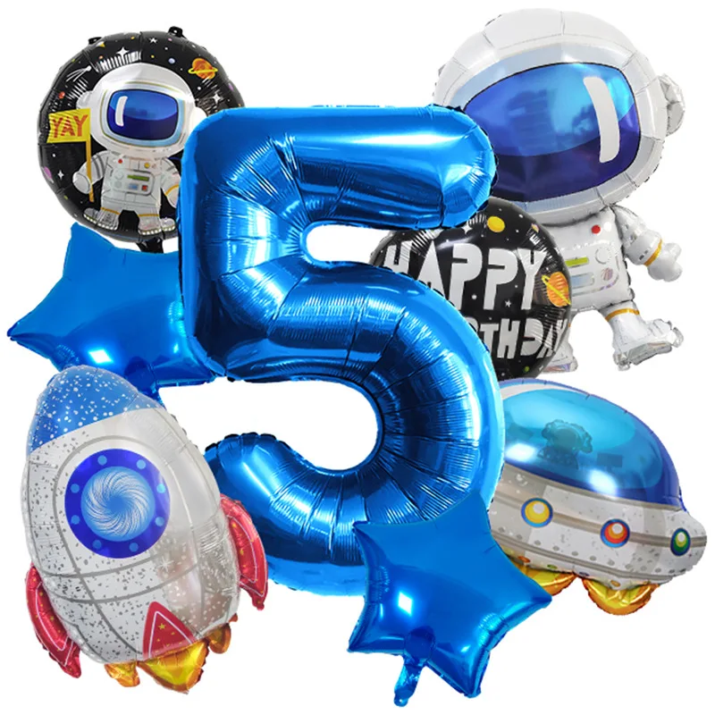 10-teiliges Ballon-Set mit Weltraummotiv – Raketenballons aus Aluminiumfolie für Kindergeburtstagsparty-Dekorationen, Astronauten-Partyzubehör – Detail 7