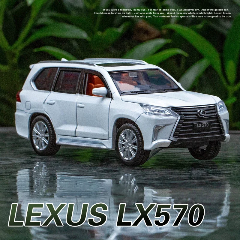 

1:32 Lexus LX570 SUV, модель автомобиля из сплава, литая под давлением металлическая игрушечная машина, откат со звуком и светом, коллекция детских подарков Minia