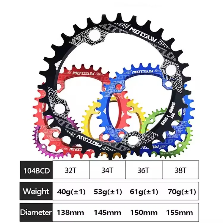 104BCD Round Narrow Wide Chainring MTB Mountain Bike Bicycle 104BCD 32T 34T 36T 38T Crankset Tooth Plate Parts 104 BCD