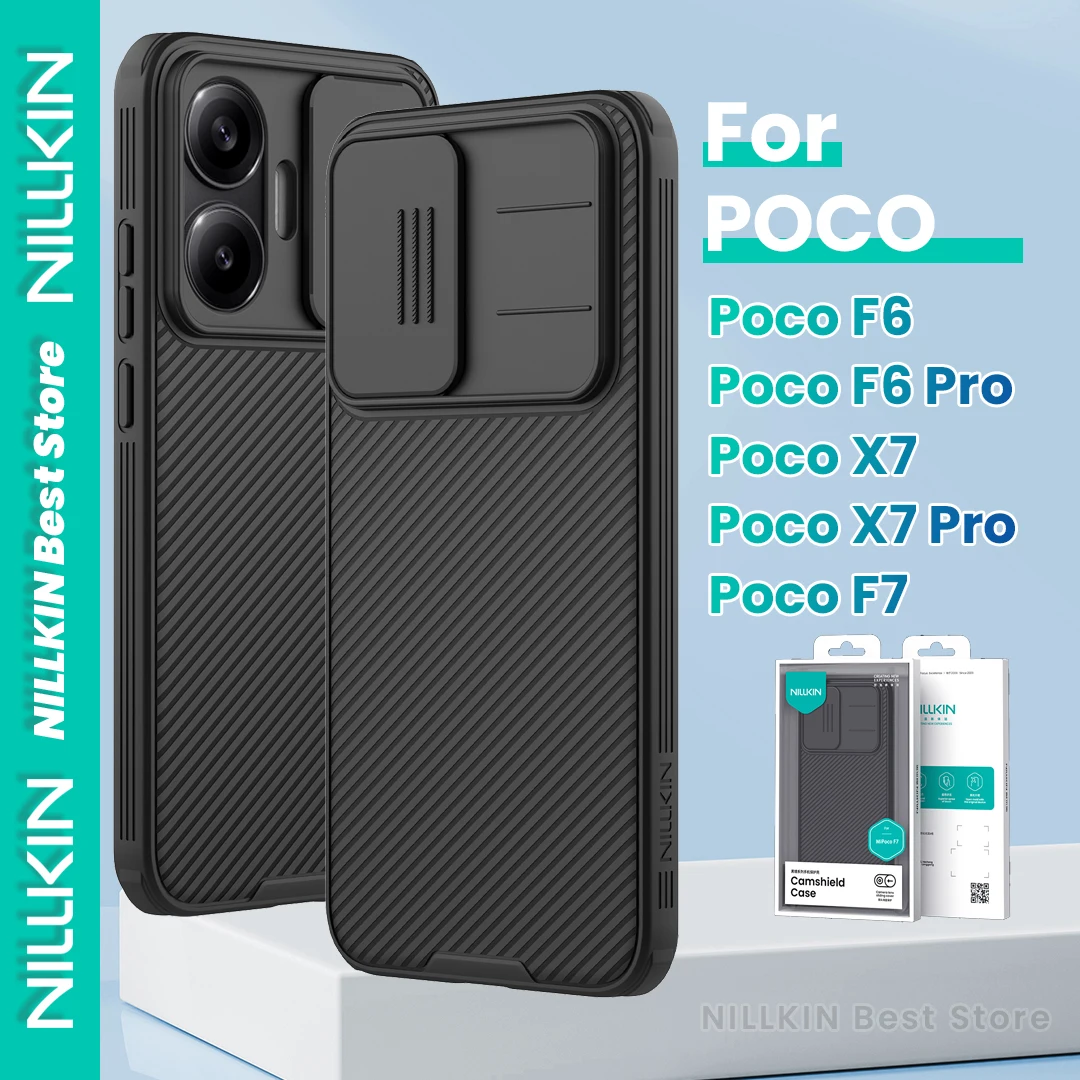 

Чехол Nillkin для Xiaomi POCO F7 X7 Pro X7 F6 Pro F6 5G с раздвижной крышкой для камеры, жесткий противоударный чехол из ПК + ТПУ