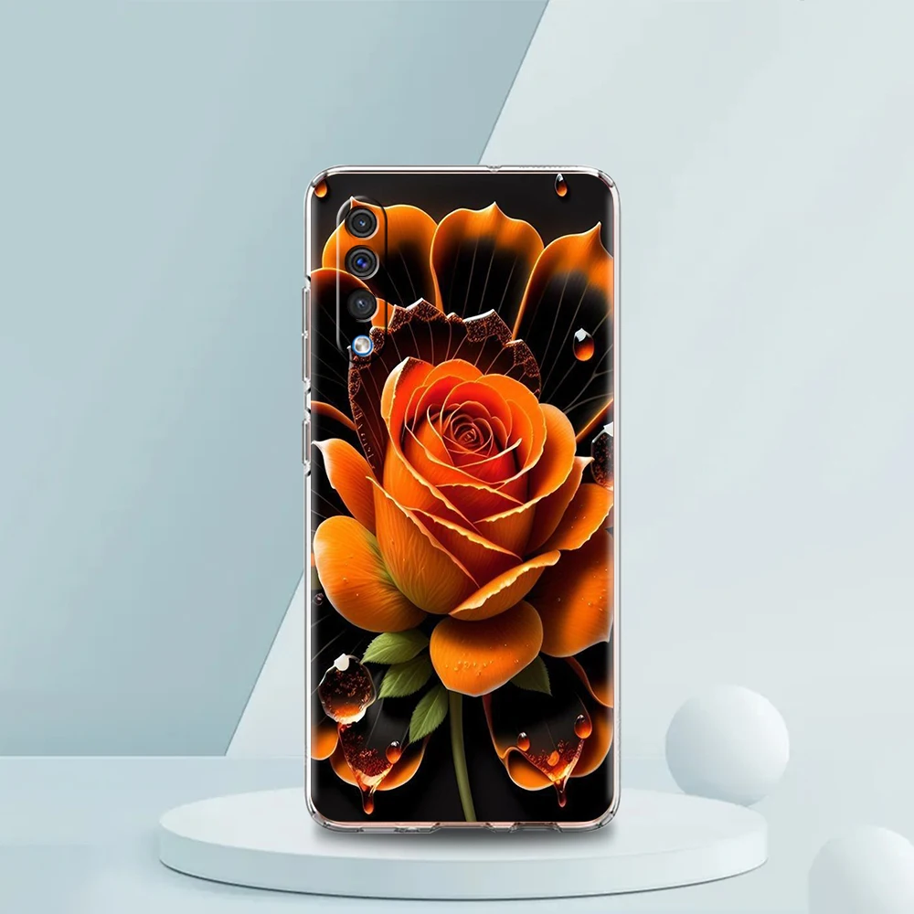 Colored Roses Transparent Phone Case for Samsung Galaxy A12 A50 A52 A70 A40 A10 A20 A30 A02 A03S A04 Cover Silicone Shell Capas
