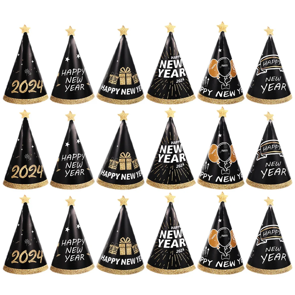 

18 Pcs Family Party Hats for New Year Years Year's Eve Decorations Adults Newyear Cone Paper