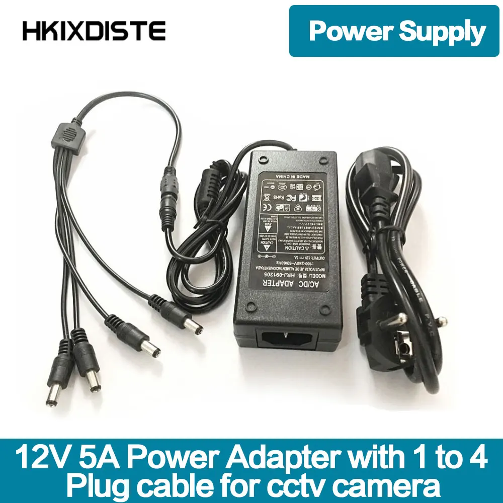 

Power Adapter for Led Strip DC 12V 5A Voltage Transfomer with EU US UK AU Plug Power Supply Led Driver and 1 to 4 DC Power CCTV