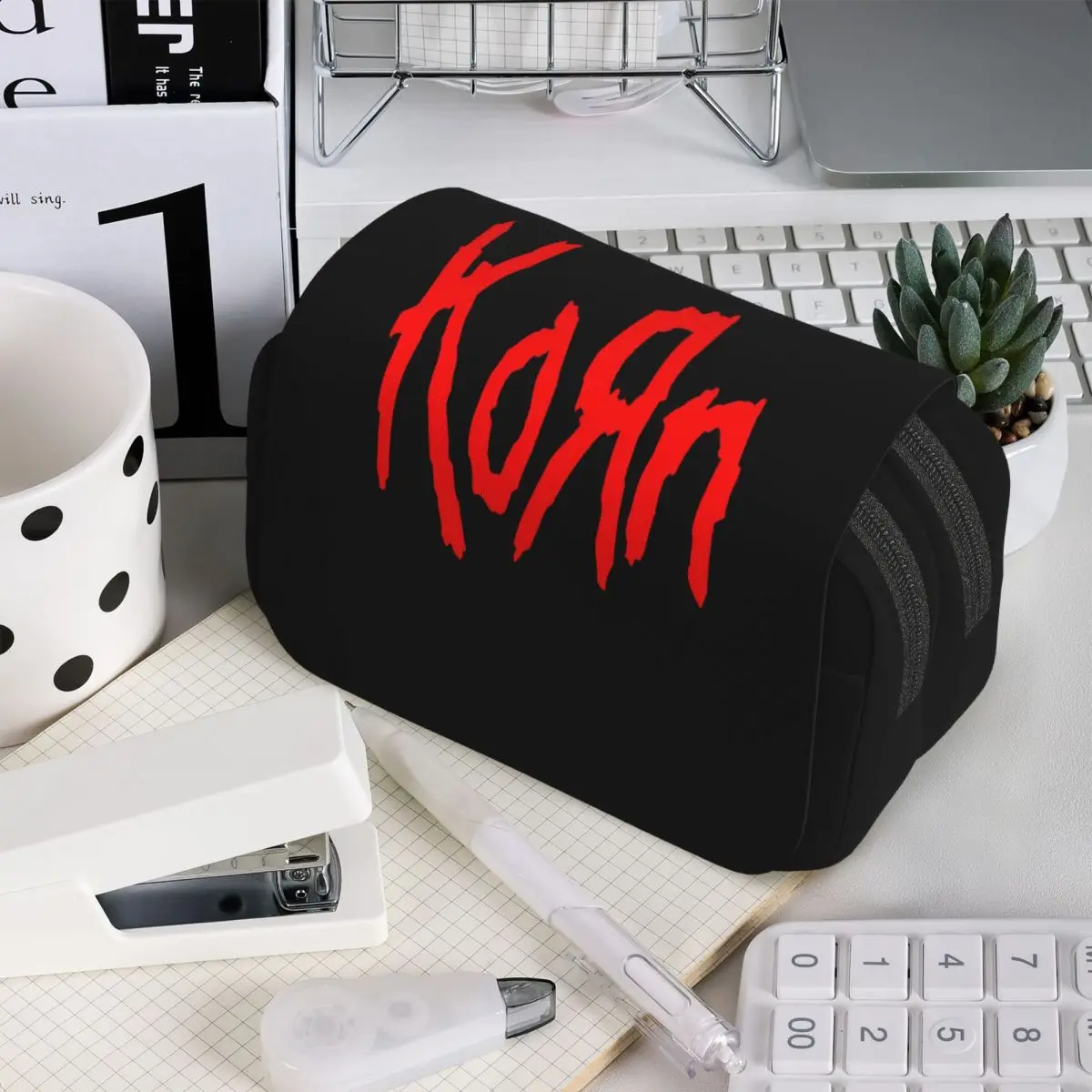 

Музыкальный пенал с изображением группы Korn для студентов, школьный пенал-коробка, сумка для канцелярских принадлежностей, держатель для ручек