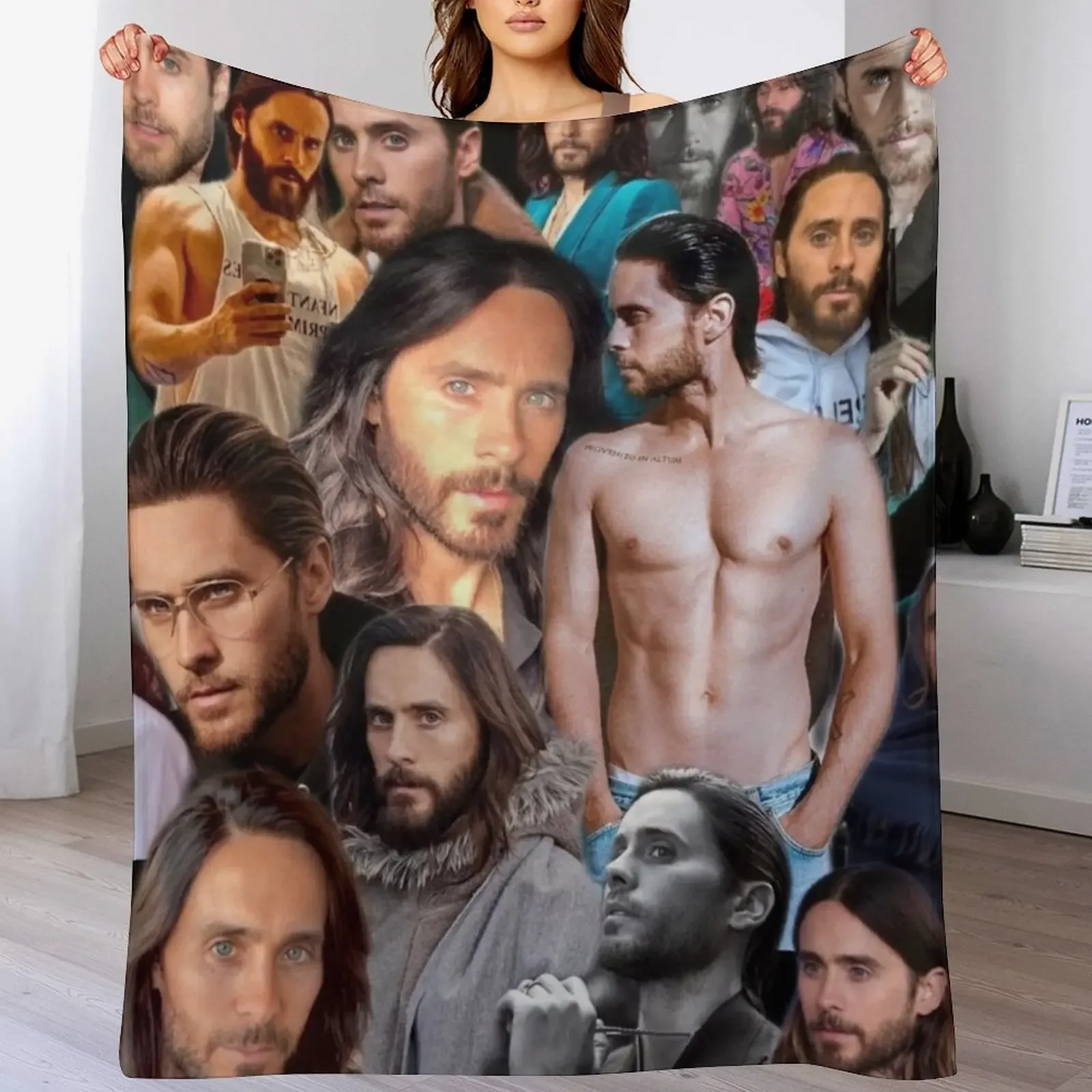 

jared leto photo collage Throw Blanket Thin Furrys Picnic for sofa Blankets