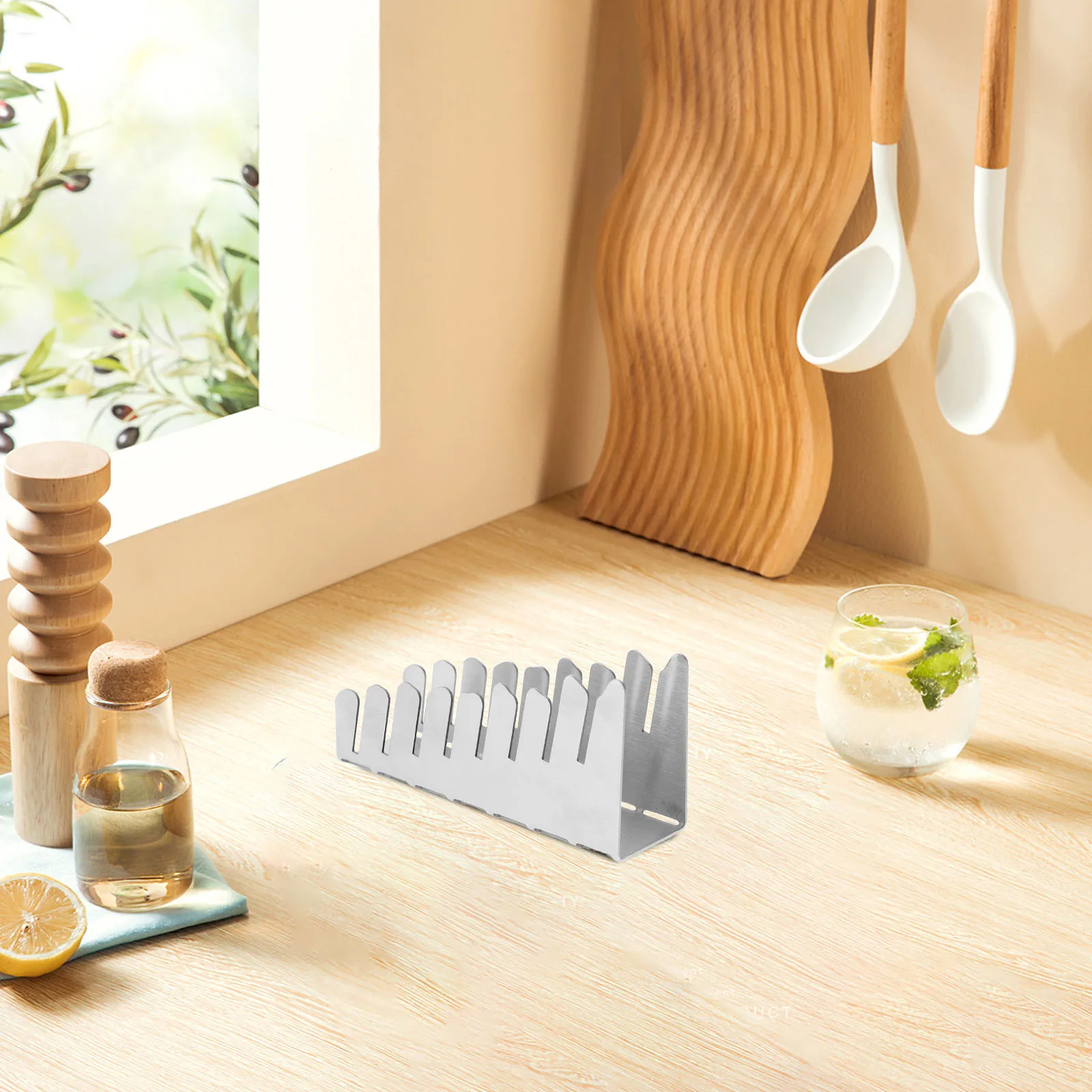 

Stainless Steel Holder Multifunctional Countertop Shelf Sleek Design Metal Holder Compact Portable Storage Rack