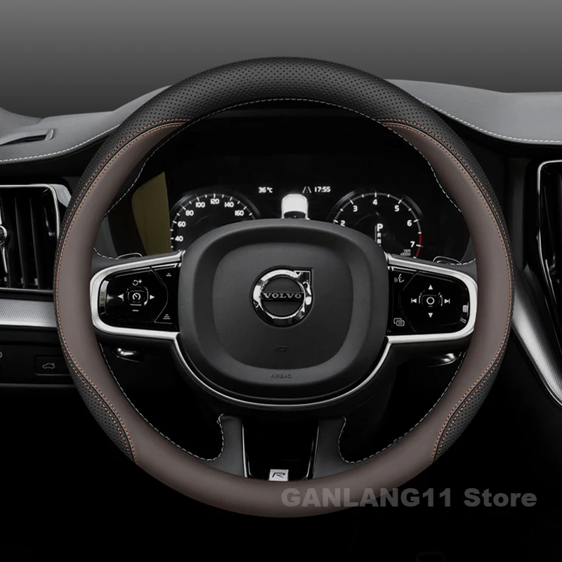 الجلود غطاء عجلة توجيه سيارة لفولفو XC60 XC40 XC90 المضادة للانزلاق السيارات غطاء عجلة القيادة فولفو XC60 اكسسوارات