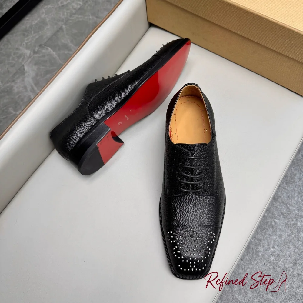 Men Genuine Leather Rhinestone Three Joint Oxford Shoes Breathable Soft Leather Formal Business Dress Shoes