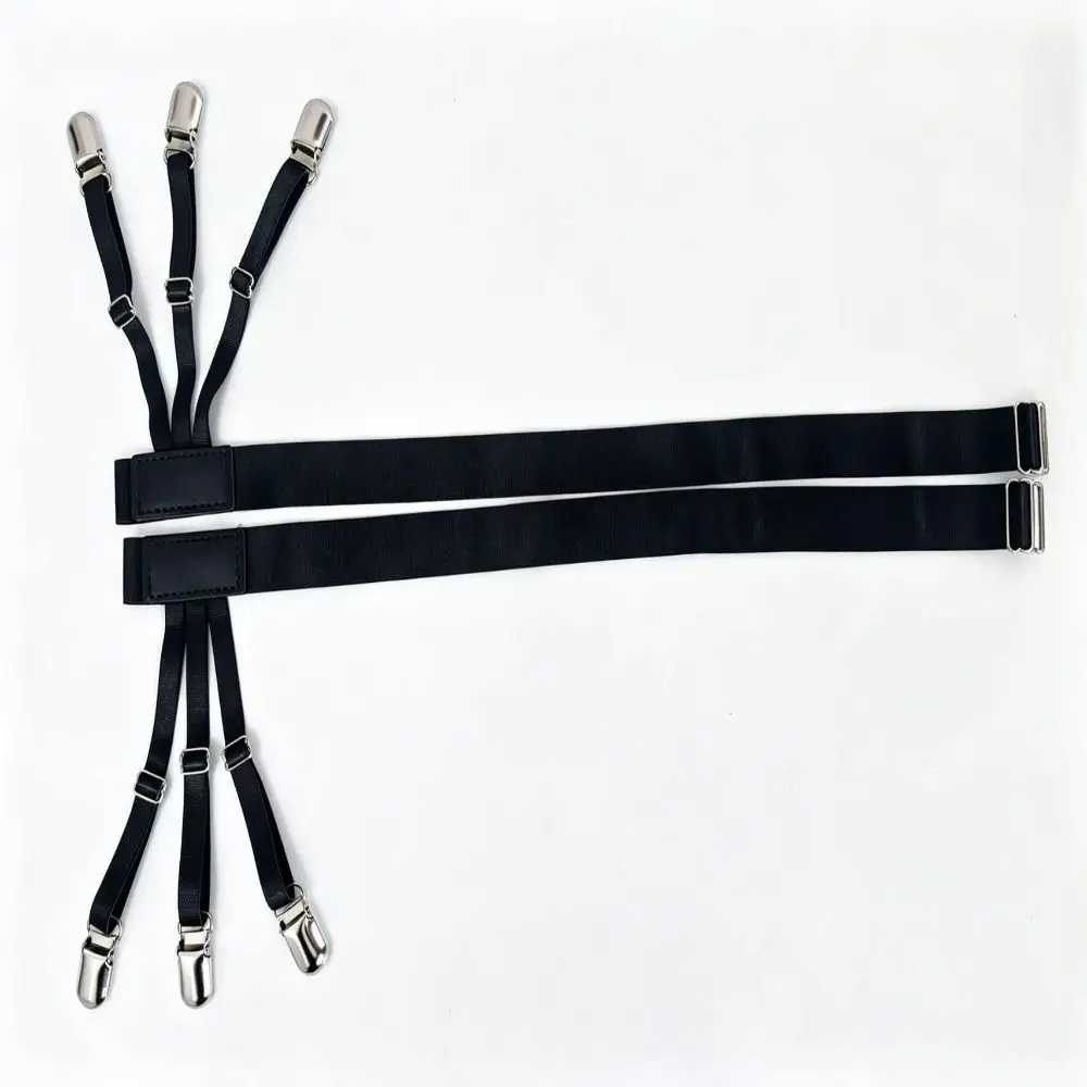2Pcs Non-Slip Locking Clips Shirt Stays Belt Adjustable Elastic Strap Thigh Suspender Garter Locking Clamps Keep Shirt Tucked