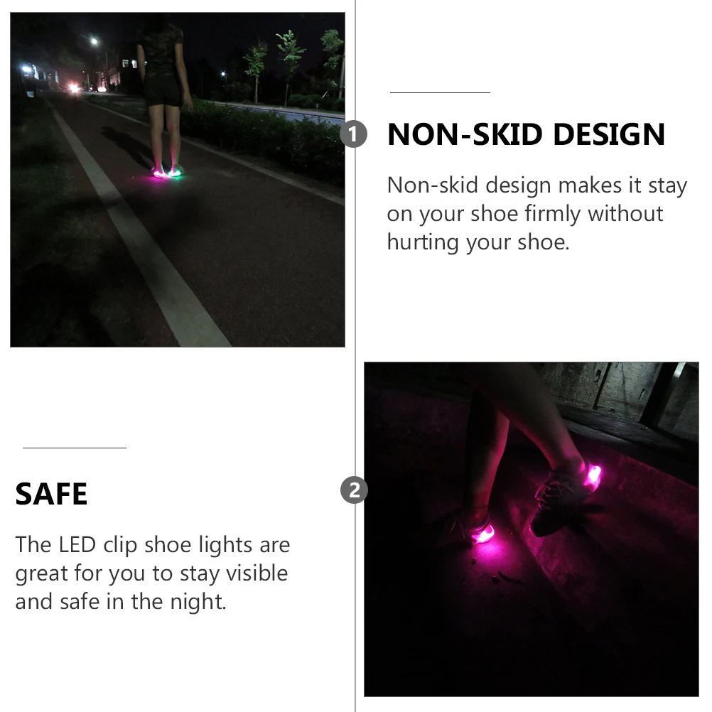 

2pcs Night Running Safety Light Clip LED Shoe Clips for Outdoor Camping Hiking Wearable Saftey Gear with 2CR2016 Batteries