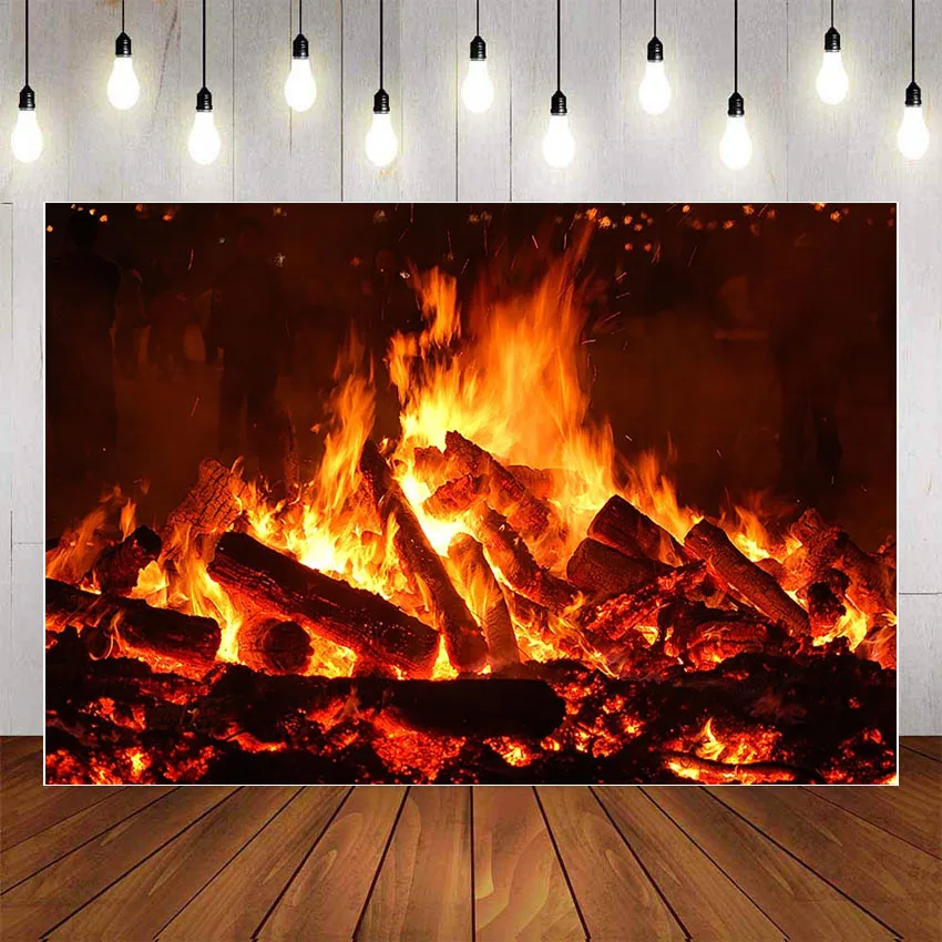 Winter Fireplace Photography Backdrop Christmas New Year Room Decor Photo Booth Photographic Background Shoot Studio Props