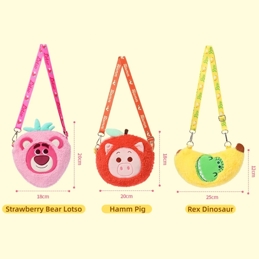 ديزني سوق الفاكهة Crossbody حقيبة قطيفة لطيف الفراولة الدب هام الخنزير ريكس ديناصور حقيبة التخزين حقيبة كتف هدية عيد ميلاد