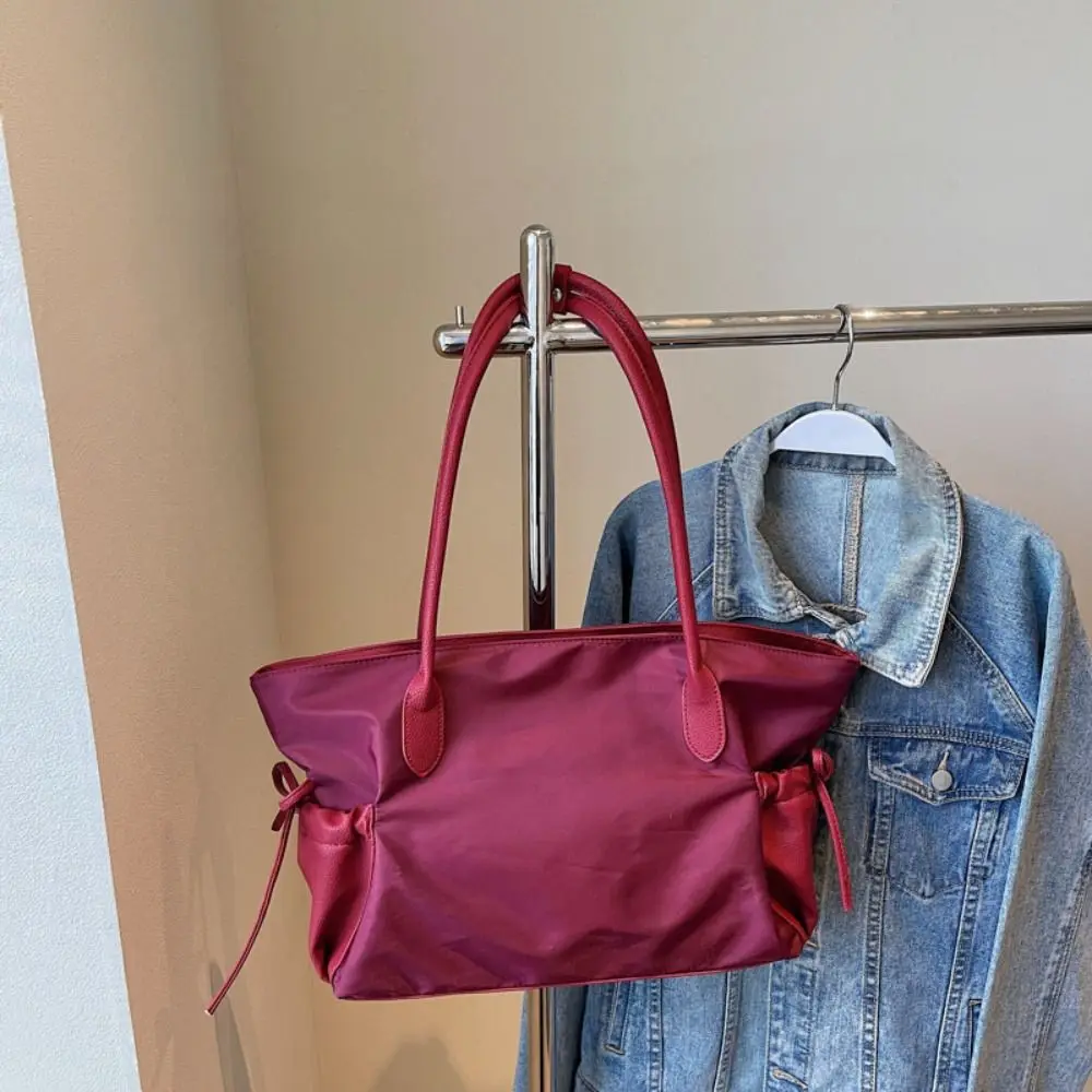 

Literary Casual Nylon Shoulder Bag Zipper Korean Style Nylon Cloth Tote Bag Lightweight Large Capacity Underarm Bag Student