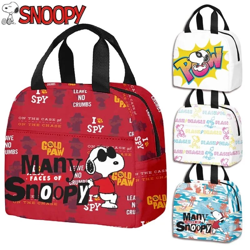 2024 Snoopy Lunch Bags for School Office Portable Bento Bag Food Warmer Large Capacity Handbag Cartoon Picnic Bento Storage Bags