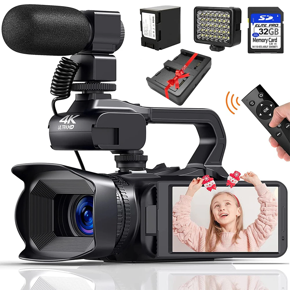 

64MP 4K Video Camera Camcorder For Youtube Live Stream Rotate 4.0" Touch Screen Digital Vlog Recorder 18X WIFI AF Webcam Camera