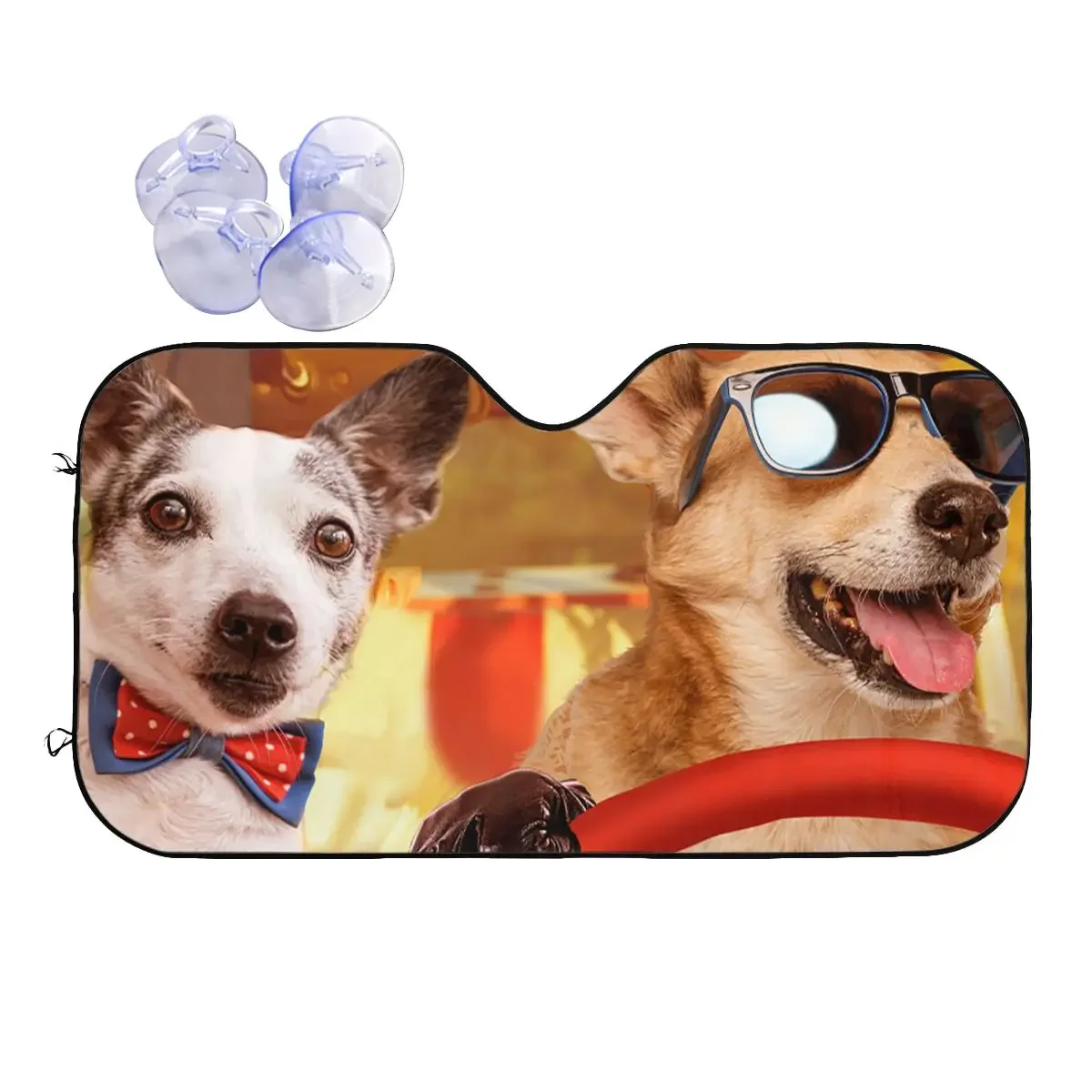 

Cute Dog Driver Awesome Sunshade Windscreen 70x130cm Animals Foils Car Sunshade Front Window Cover