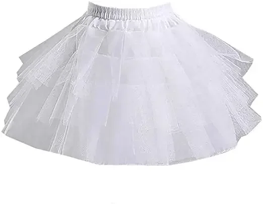 Girls 3 Layers Tulle Short Wedding Flower  Petticoat Slips Underskirt