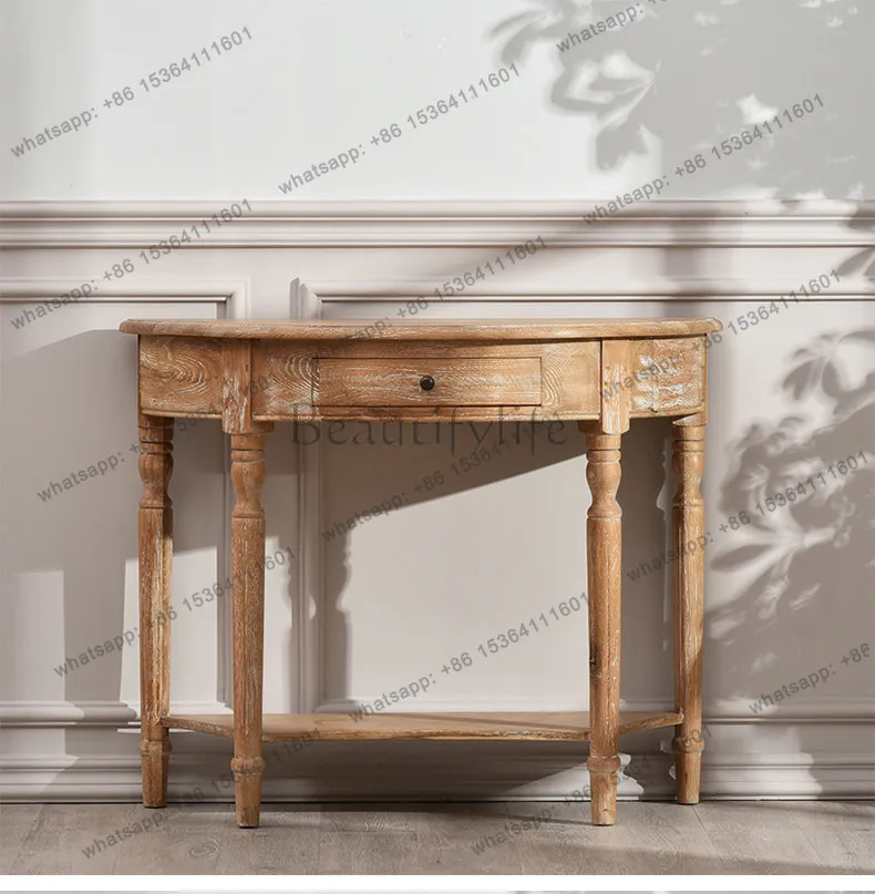 

New Chinese style entrance table foyer solid wood semi-circular decorative entrance cabinet