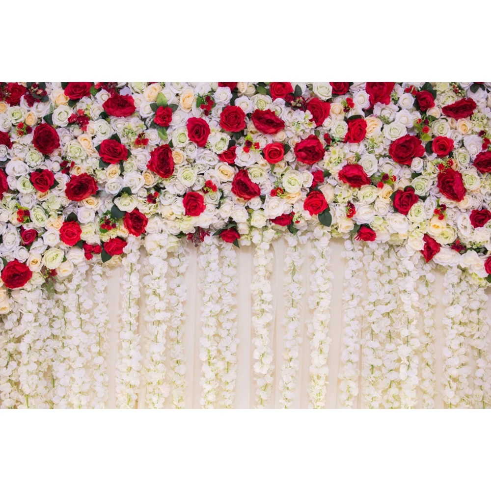 Floral Flower Photography Backdrop Pink Red Rose Flower Wedding Birthday Party Decor Marriage Ceremony Portrait Photo Background