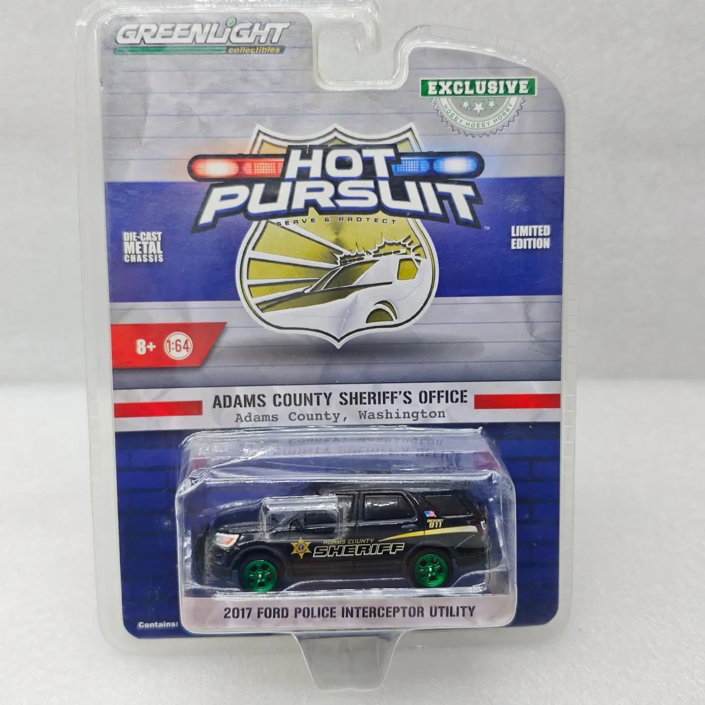 

GreenLight 1:64 Heat Tracking - 2017 Ford Intercept Police Car - Adams County Sheriff Diecast Alloy Car Model Collectible Gift