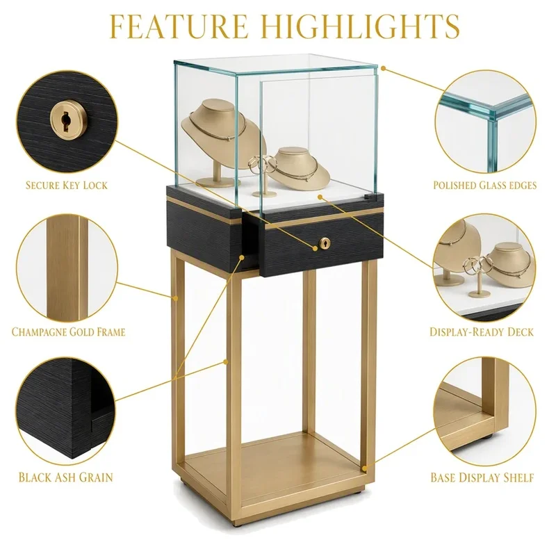 custom.Bespoke Custom Size LED Light Jewelry Display Cabinet, Solid Wood Metal Glass Jewellery Store and Showroom