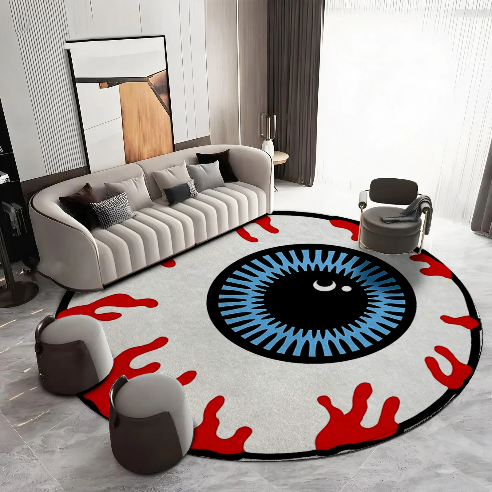 Cute Cartoon Claw Mark Round Area Rug Novelty Pet Mat for Living Room Floor Decoration Kawaii Play Rug Soft Accent Carpet Stylis