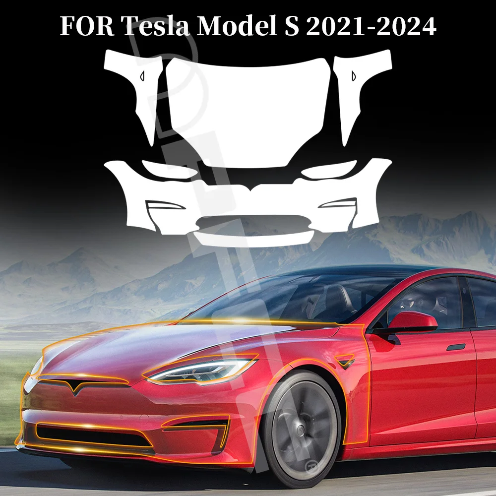 ل تسلا نموذج S 2021-2024 9Mil بولي TPU الطلاء طبقة حماية المضادة للخدش واضح الصدرية جسم السيارة قبل قطع PPF مقاومة غطاء غير مرئي #1
