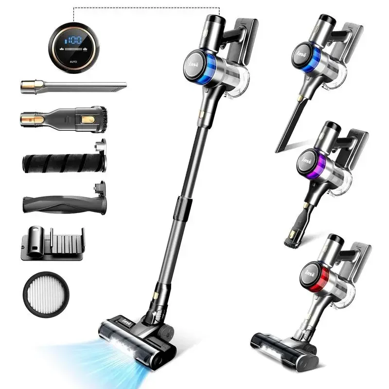 

INSE S9 Smart Cordless Stick Vacuum Antitangle Roller Brush 30 Kpa For Hard Floors Carpets, Smart Induction, LED Screen