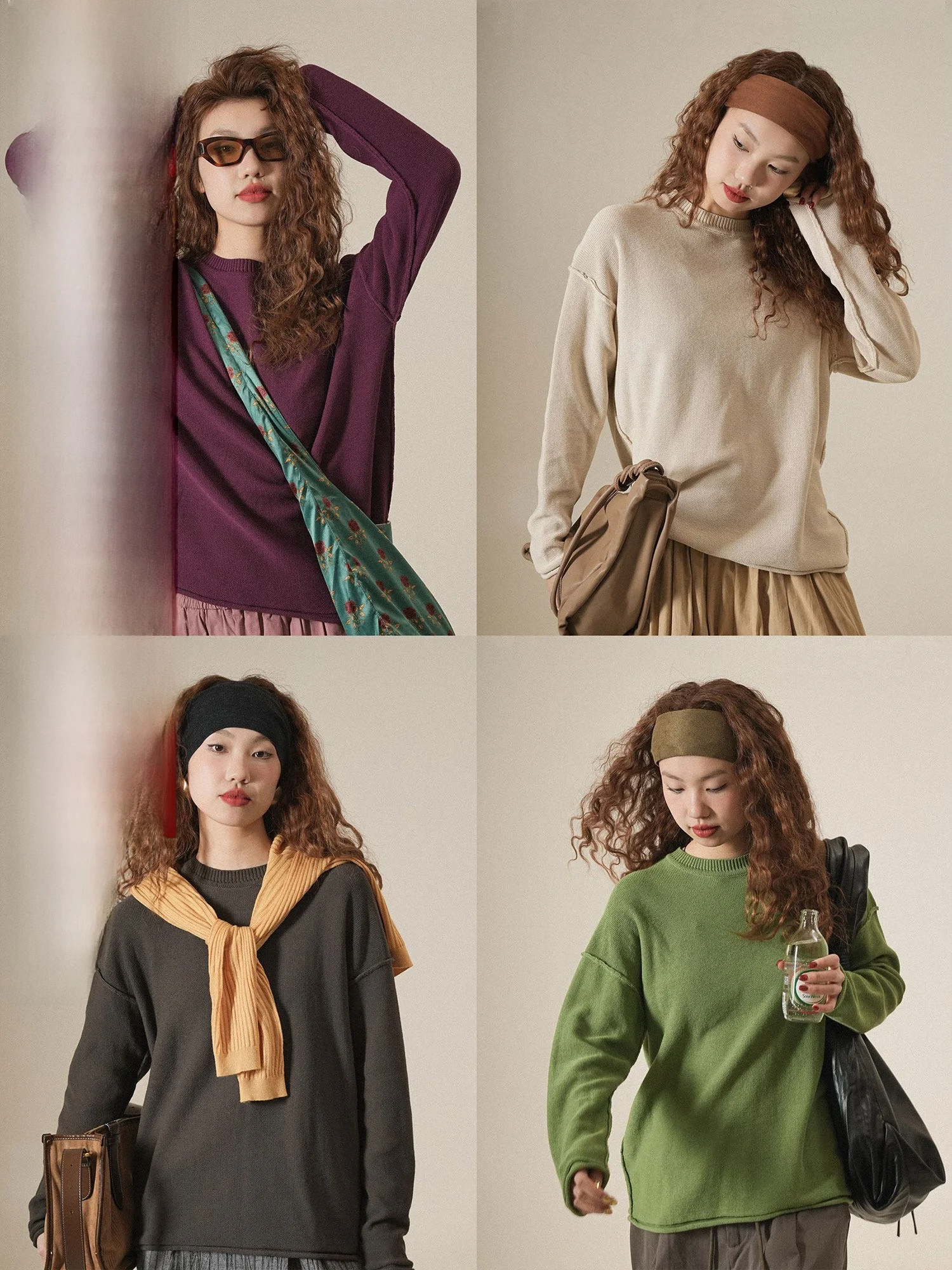 

Вязаная женская футболка Ivy Yang с длинным рукавом, свободного кроя, с круглым вырезом, хлопковая, повседневная, с дизайном спущенных плеч