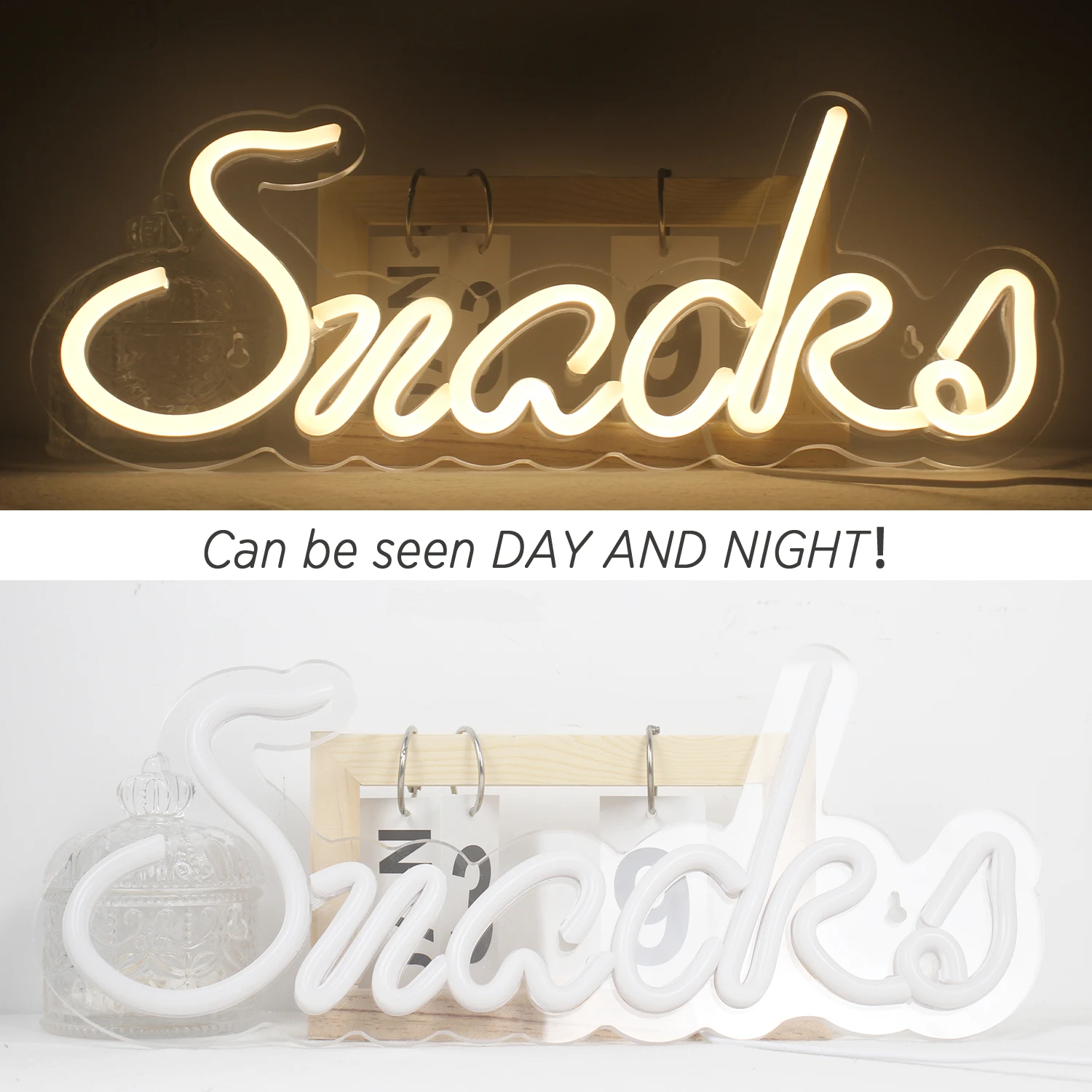 Imagem -03 - Snacks Neon Sign para Wall Decor Snack ou Coffe Bar Bolo Doces Loja Festa Stall Casa Quarto Usb Quente Branco