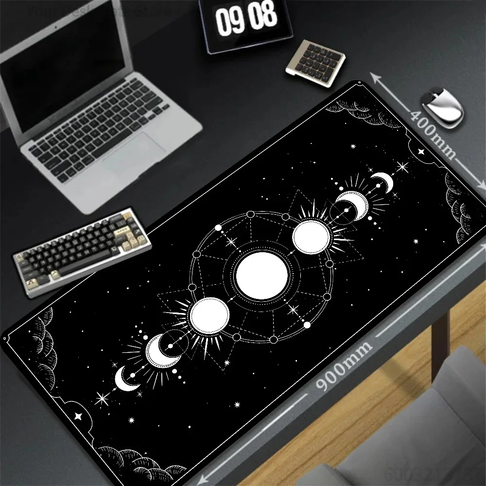 Cute  Goth Witchy Tarot Alter Mat Ergonomic Black Mouse Pad Large Size Game Mousepad Pastel Moon Phase Table Mat