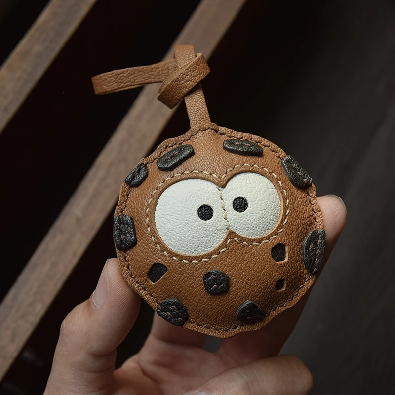 

Genuine Leather Cookie Bag Charm Key Rig with Gift Packing