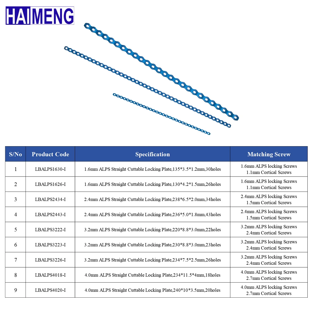 1.6/2.4/3.2/mm ALPS Locking Plate, Veterinary Orthopedics Implants, Surgical Instruments for Dogs, Pet Products, Dog Accessories