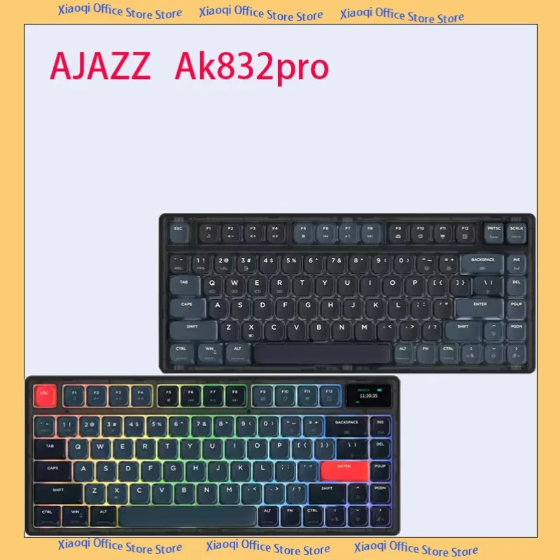 AJAZZ Ak832pro Short Axis Mechanical Ergonomics Keyboard Three Mode Wireless Bluetooth Adapter Tablet Computer Halloween Gifts