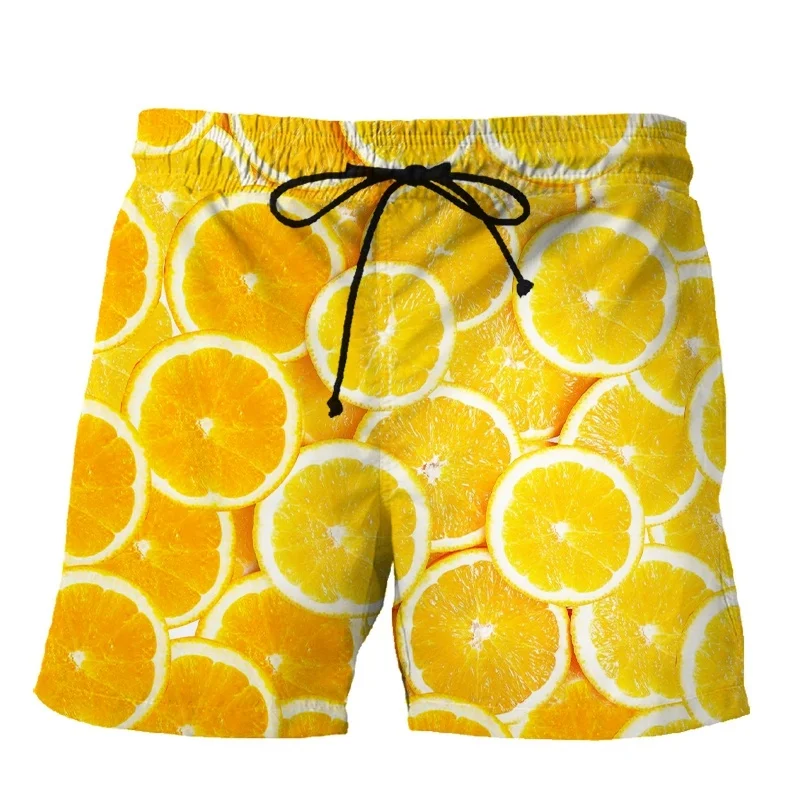 Pantalones cortos con estampado 3d para hombre, Shorts con estampado de plátano, limón, fruta, piña, sandía, moda informal, verano, playa, bañadores