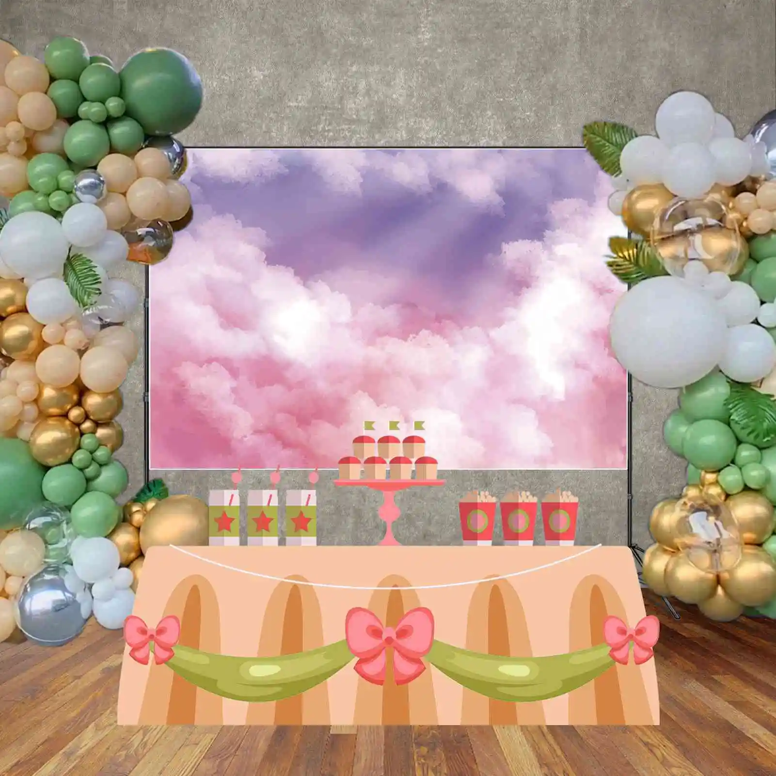 MOON.QG Abstract colored Cloud Wall Backdrop Cloudscape Birthday Newborn Baby Shower Photography Background Home Decorations