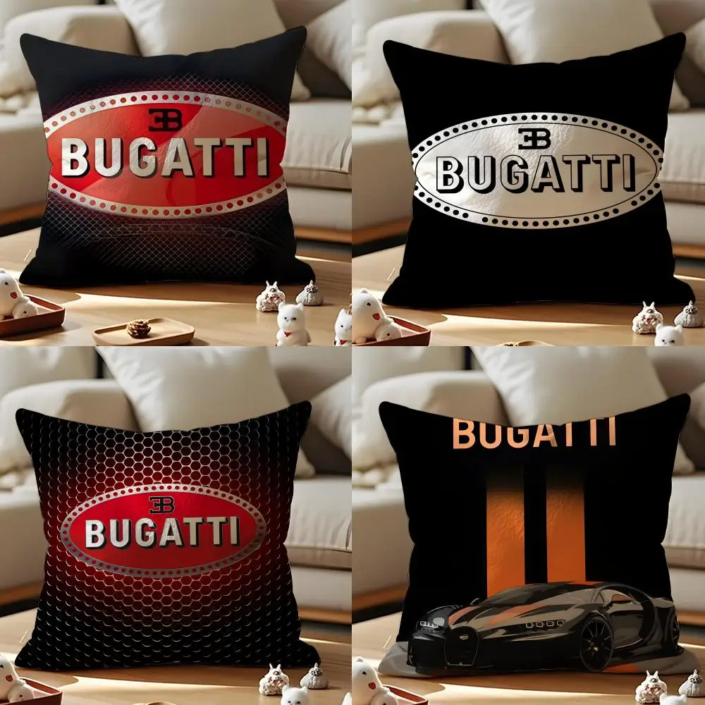 Bugatti Cushion Cover Anti-dustmite Pillowcase Invisible Zipper Silky Short Plush Sofa Cushion Cover