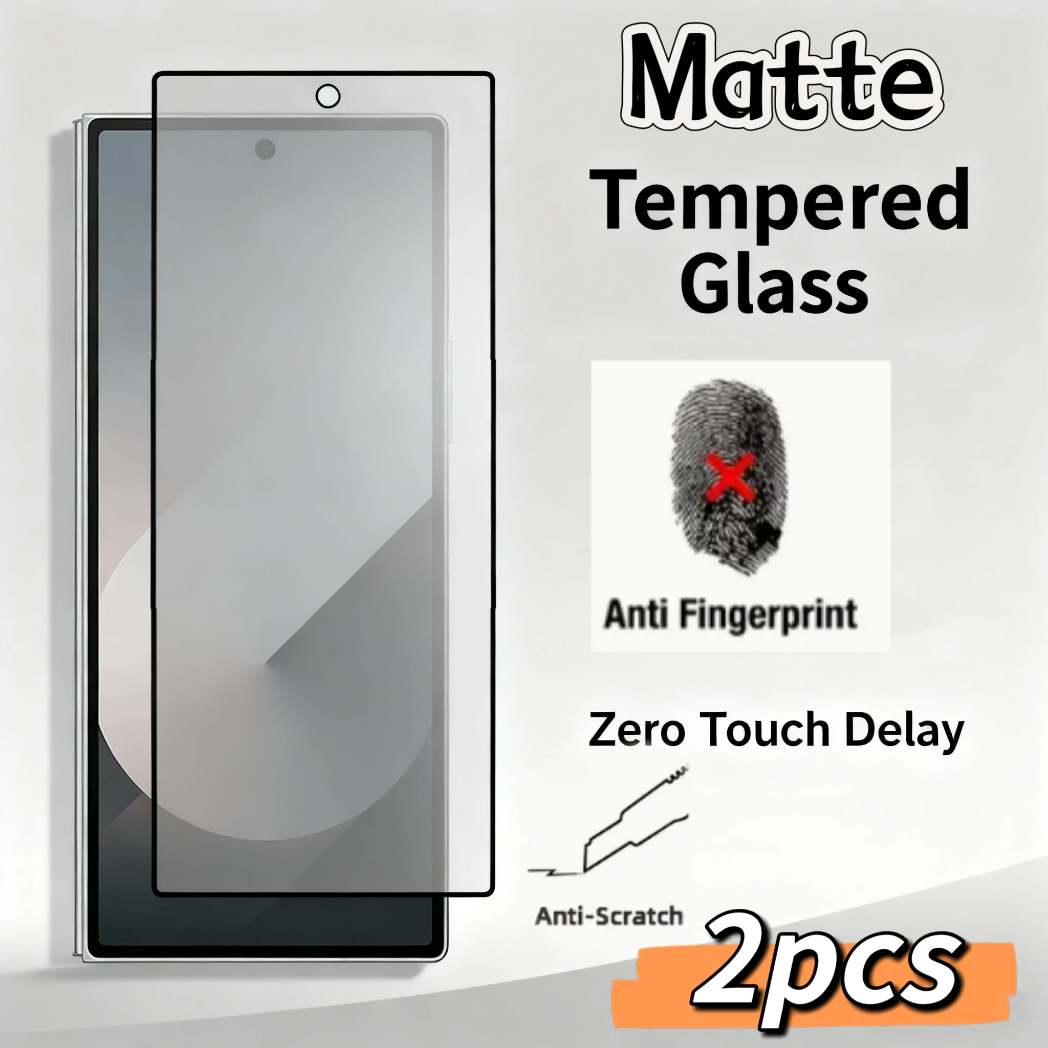 2 Stück Matte Mattierte Schutzfolie Geeignet für Samsung Galaxy Z Fold 7/Z Fold 5/Zfold 4/Zfold 3/Zfold 2/Zfold Se Faltbare Telefone. Matte, mattierte gehärtete Handyfolie verhindert Fingerabdrücke,